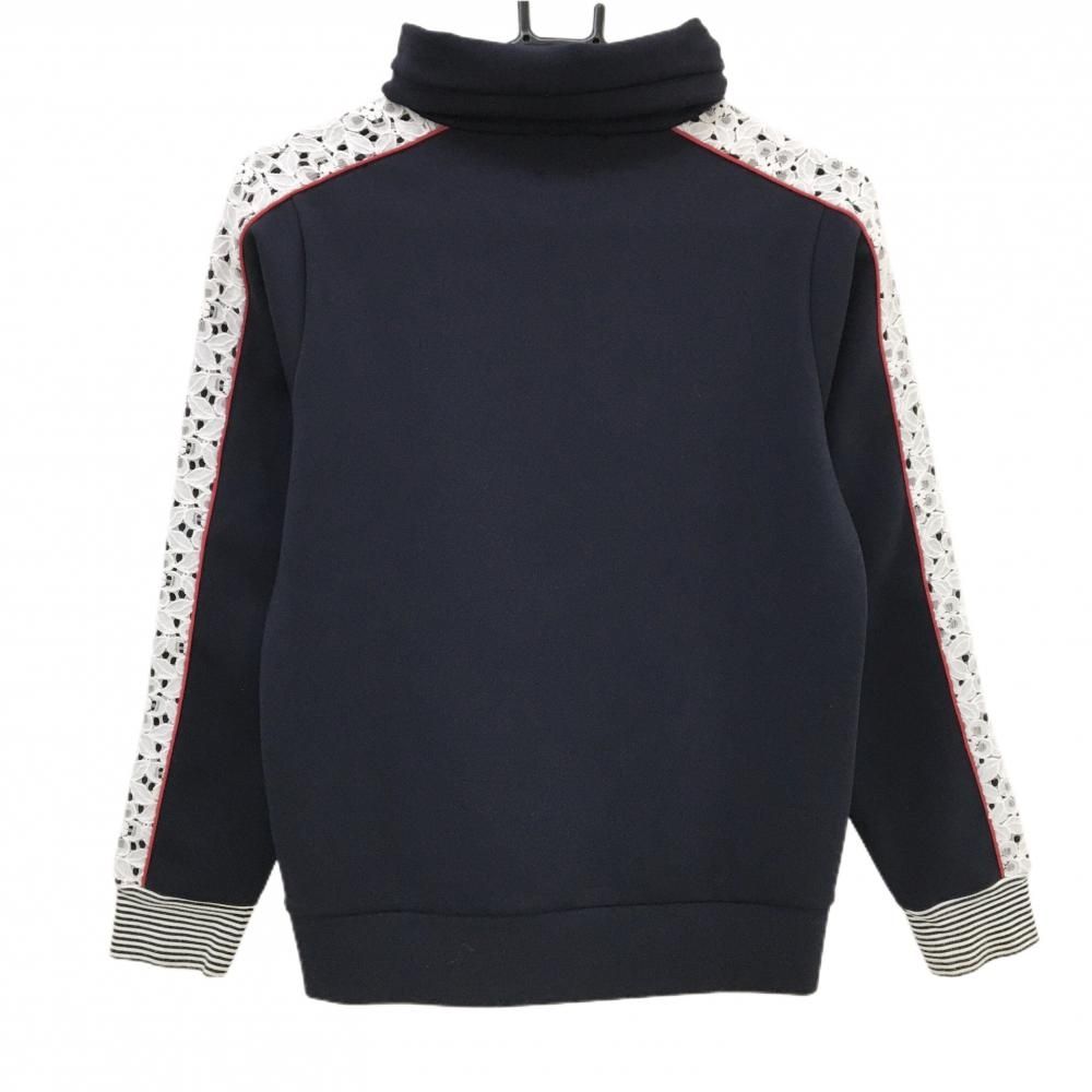 アルチビオ ハイネックトレーナー ダークネイビー×白 袖レース