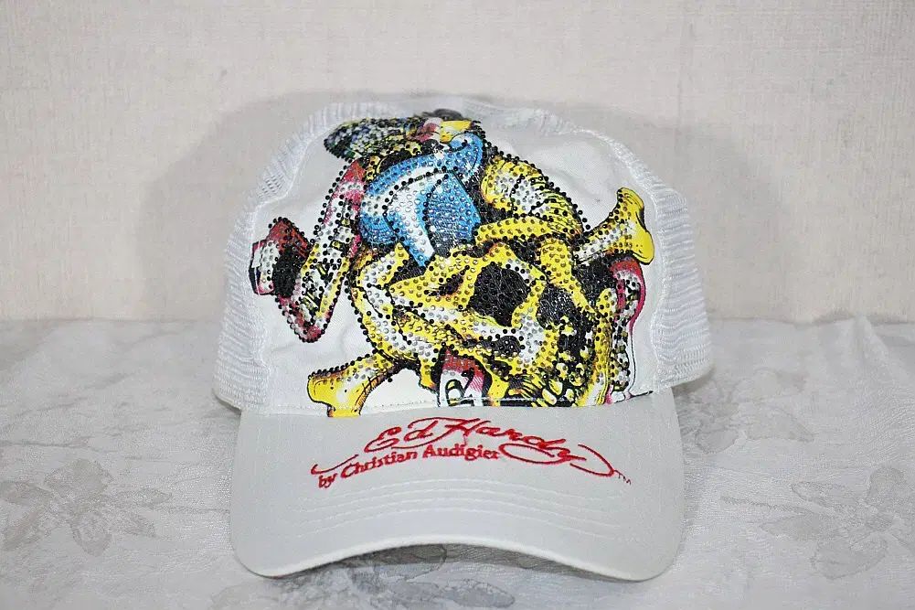 Ed Hardy(エドハーディー) スカル メッシュキャップ 白 (onesize