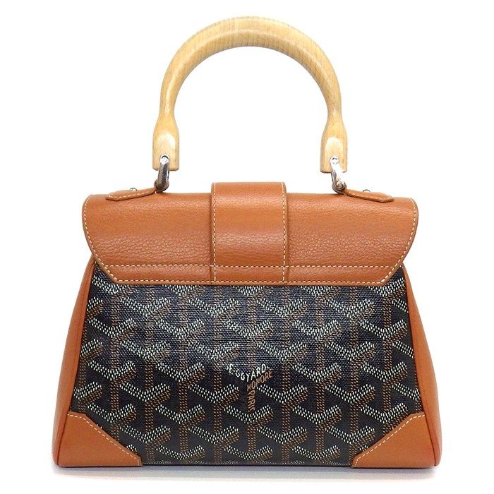 ゴヤール GOYARD ハンドバッグ サイゴン ミニ ソフトバッグ ブラック キャンバス タン カーフスキン
