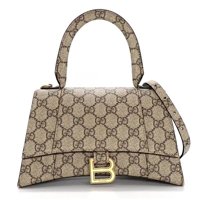 グッチ GUCCI x バレンシアガ ザ ハッカープロジェクト アワーグラス スモールバッグ 681697 GGスプリームキャンバス