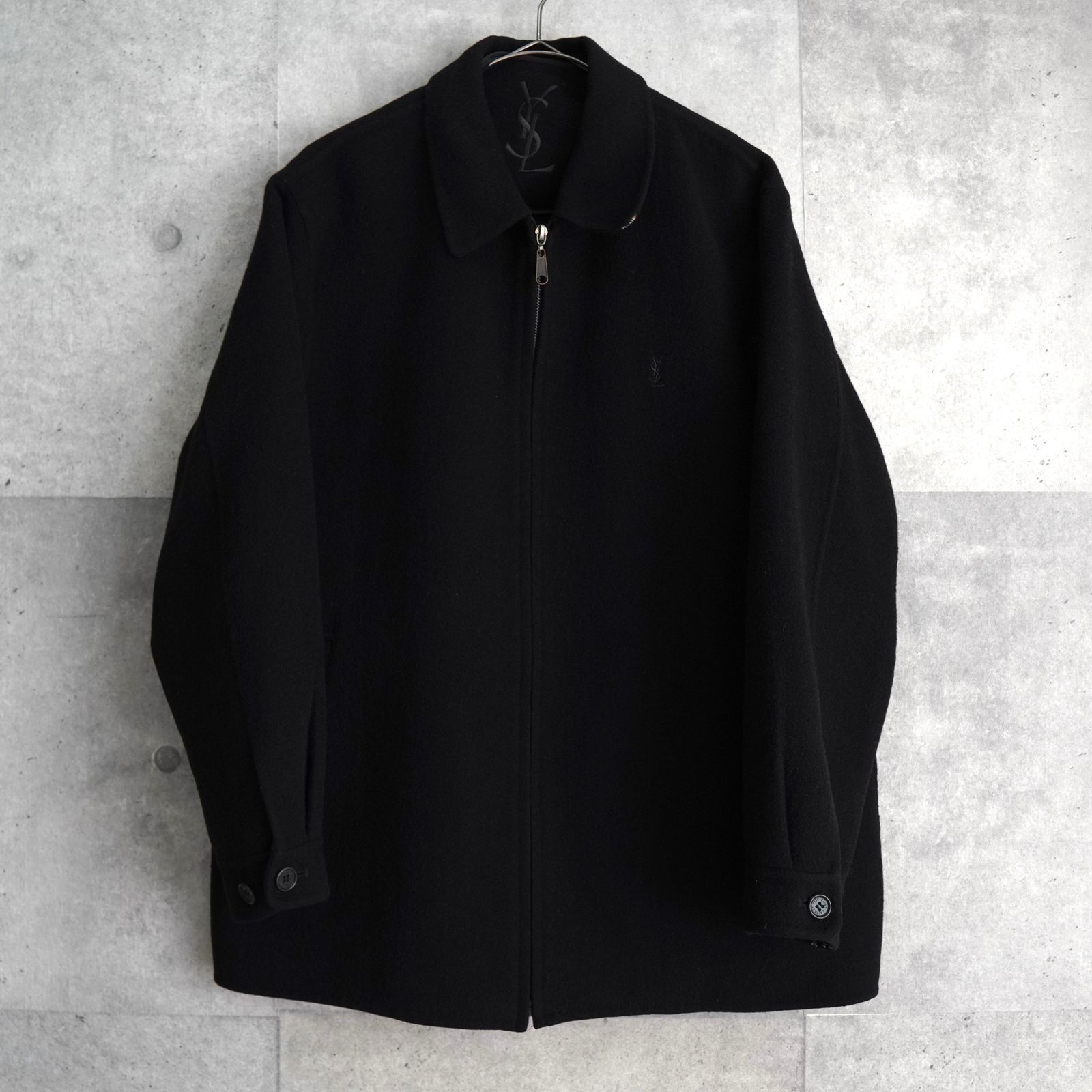 イヴ サンローラン ヴィンテージ YSLロゴ ウールジャケット ブラック
