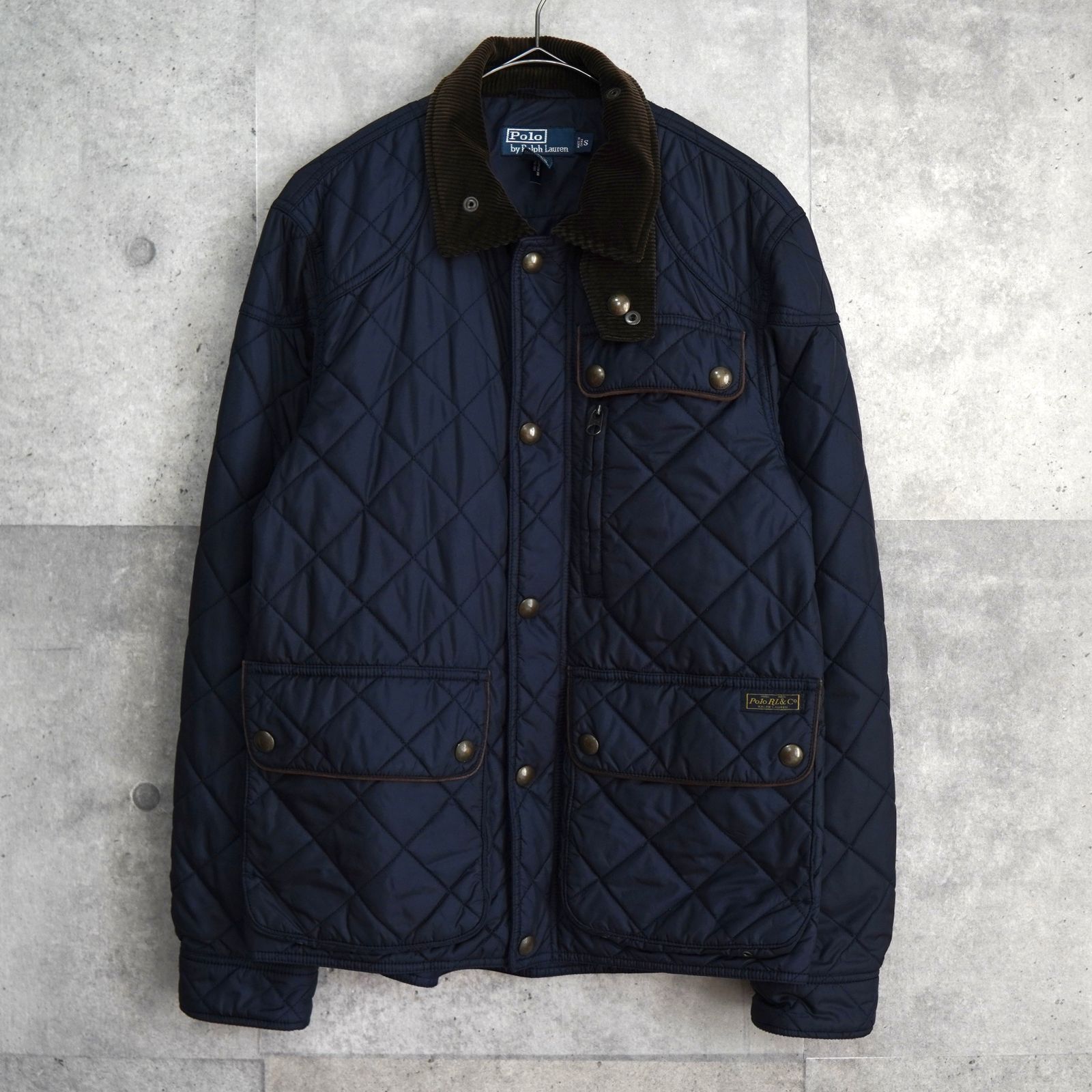 ポロ ラルフローレン コーデュロイ襟 キルティングジャケット ネイビー メンズ