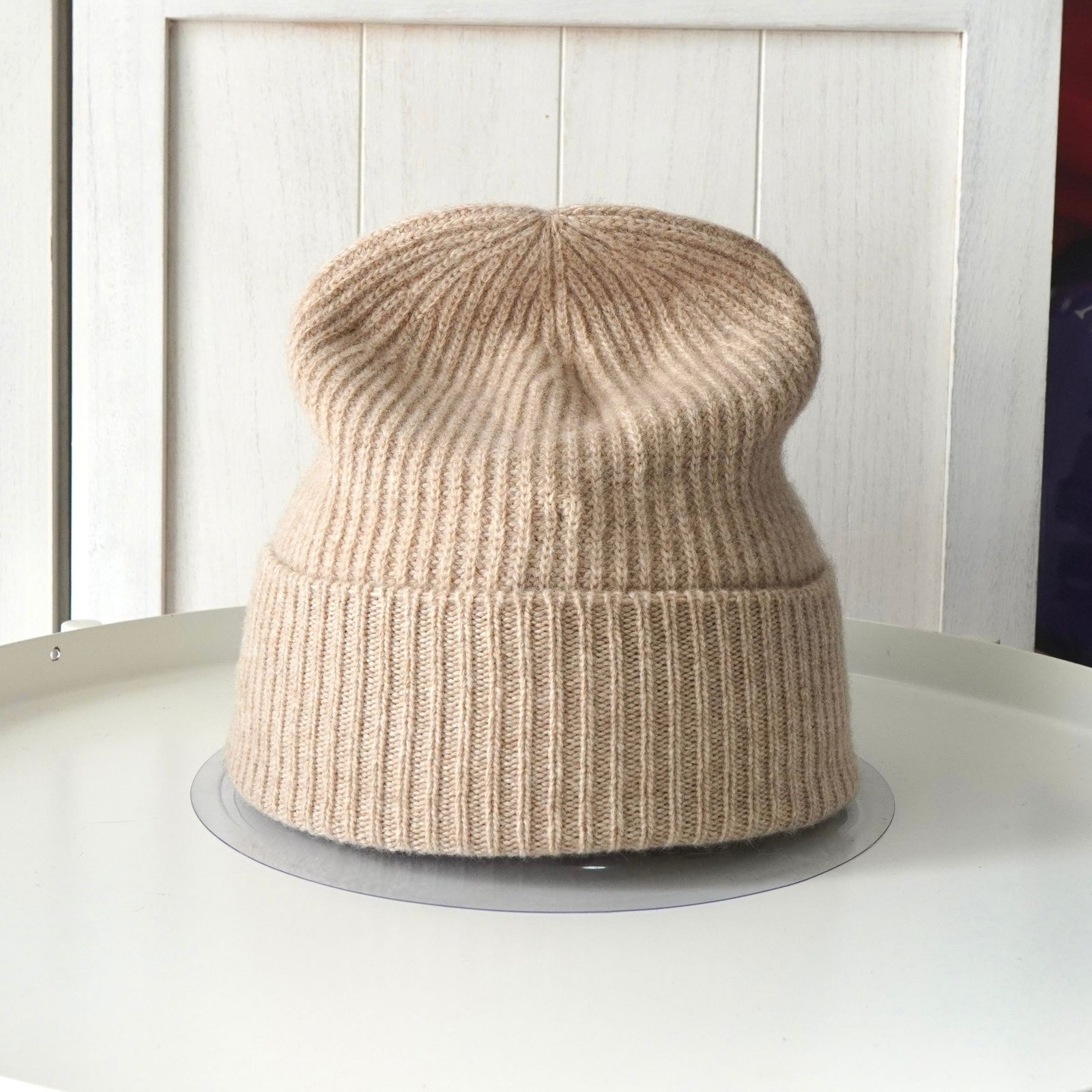 モンクレール ロゴ ウール カシミア ニット帽 ビーニー ベージュ