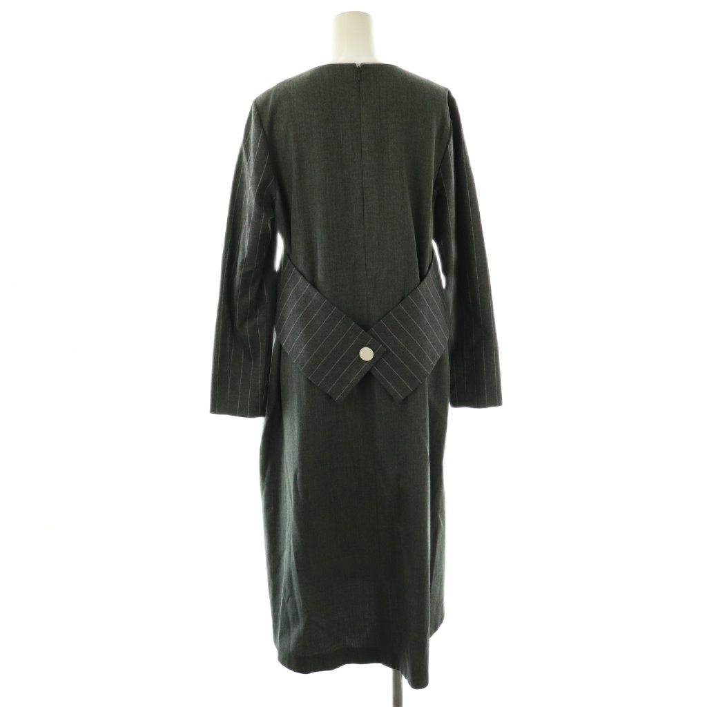 アドーア ADORE ストライプ ワンピース ロング 38 グレー /DF □OS