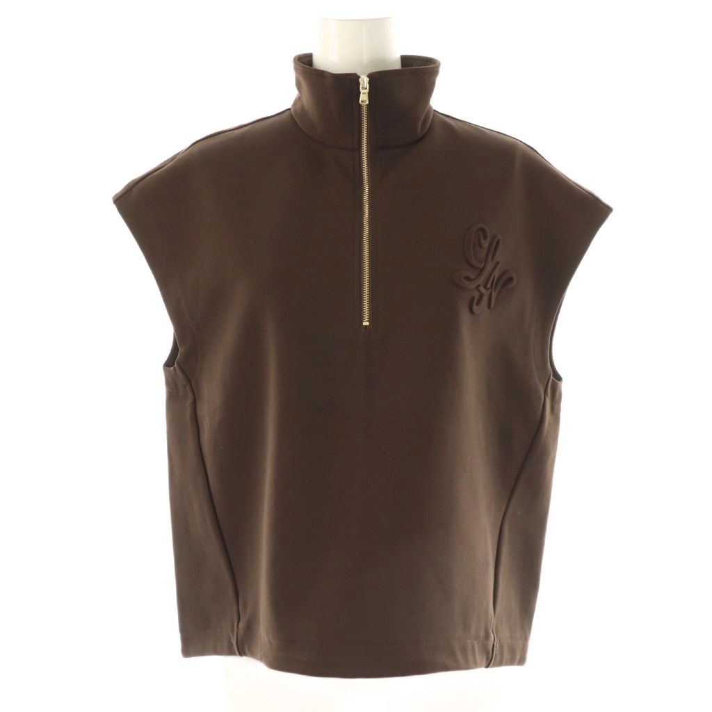 ルーニィ LOUNIE ハーフジップカットソーセットアップ ノースリーブ スカート ロング タイト 36 ブラウン HK OS