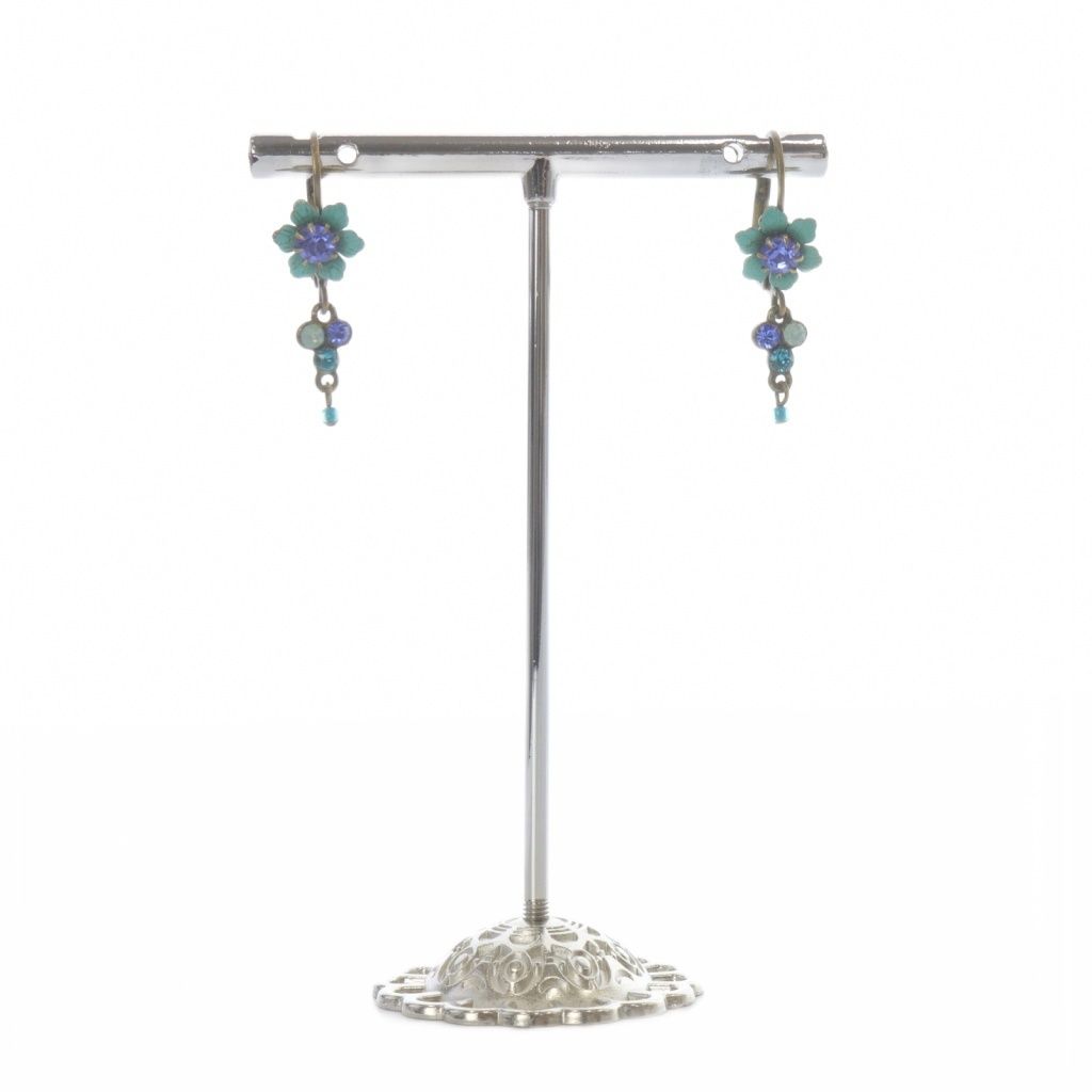 ミハエルネグリン Michal Negrin 花 ピアス ゴールド色 青 - メルカリ