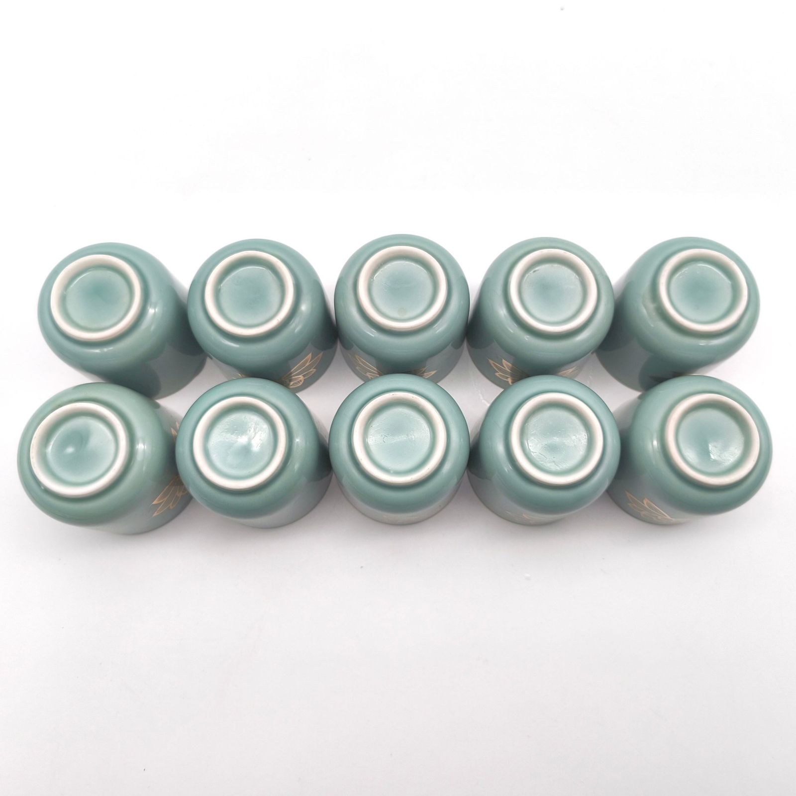 仏具・青磁・金蓮・水差し・水こぼし・湯呑みセット・No.251123-21