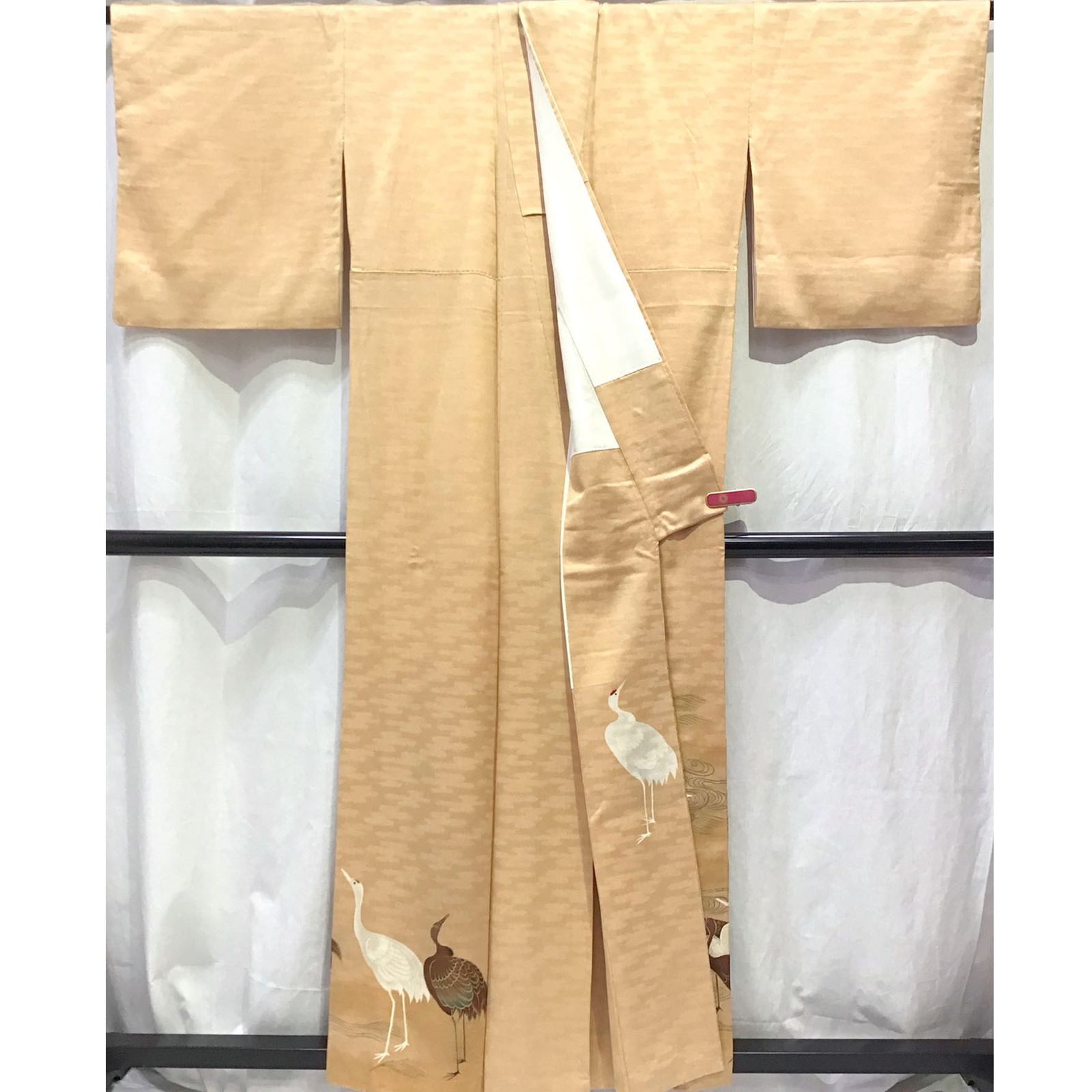  着物 色留袖 一つ紋 鶴 うすオレンジ系地 No.200701-1780 梱包サイズ80 色無地 着物