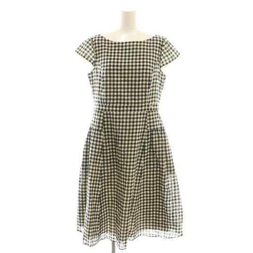 トッカ TOCCA 23 SS ギンガムチェック MELODY ドレス ワンピース ひざ丈 6 ブラック ホワイト DF OS