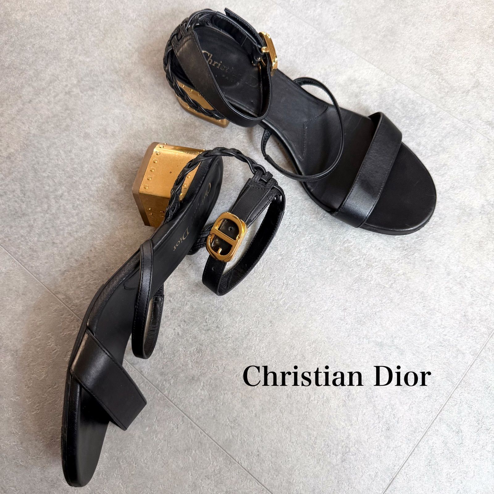 Christian Dior クリスチャンディオール CDロゴベルト 編み込み レザー