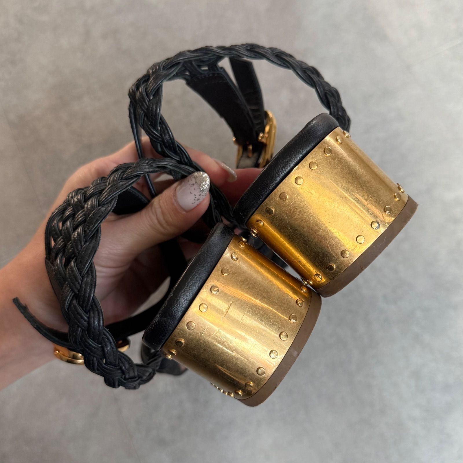 Christian Dior クリスチャンディオール CDロゴベルト 編み込み レザー