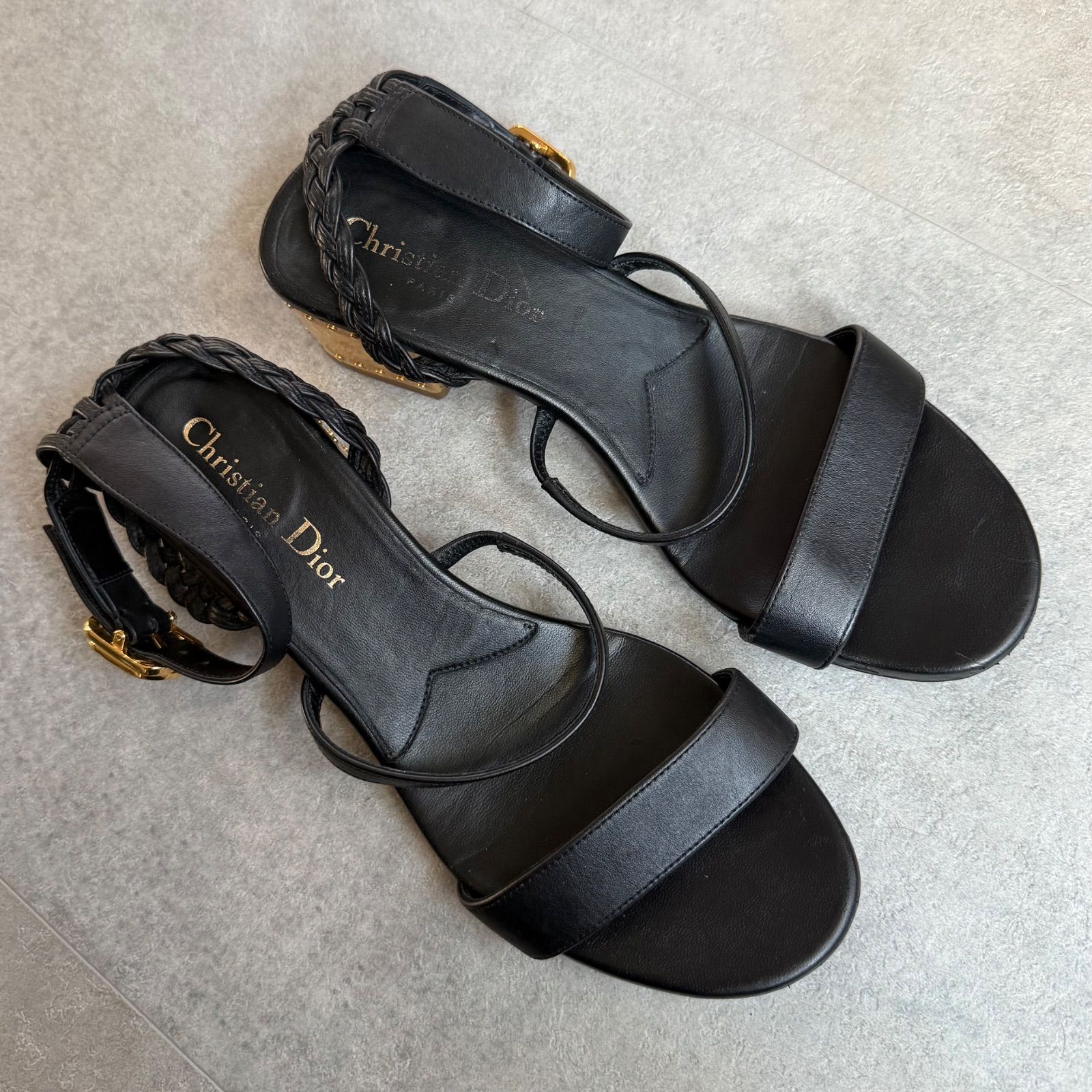 Christian Dior クリスチャンディオール CDロゴベルト 編み込み レザー