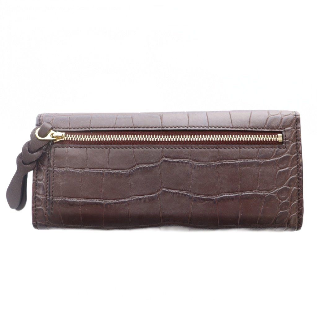 アレキサンダーマックイーン ALEXANDER MCQUEEN 長財布 クロコ型押し レザー パープルブラウン SS OS