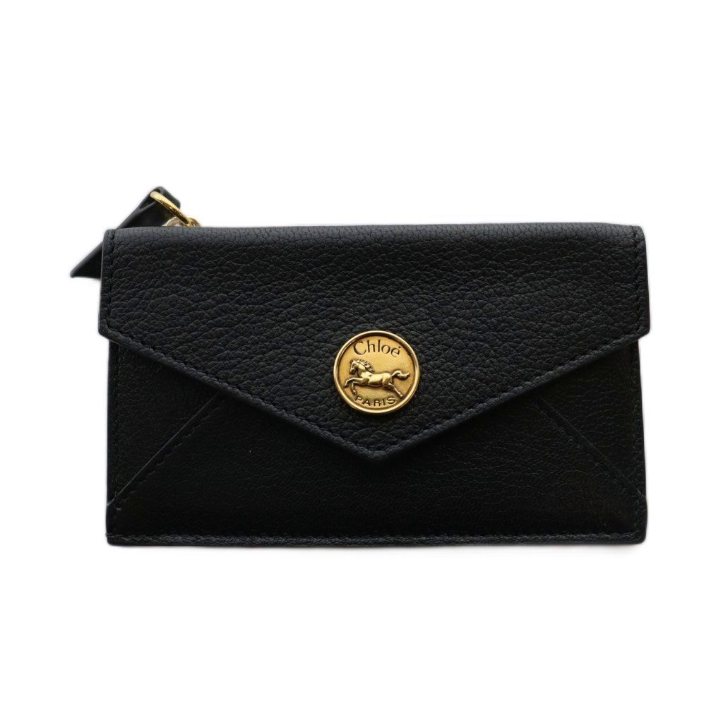 クロエ CHLOE エンベロープ Envelope スモールウォレット 小銭入れ 財布 グレインレザー製 黒 ブラック /SS ■OS