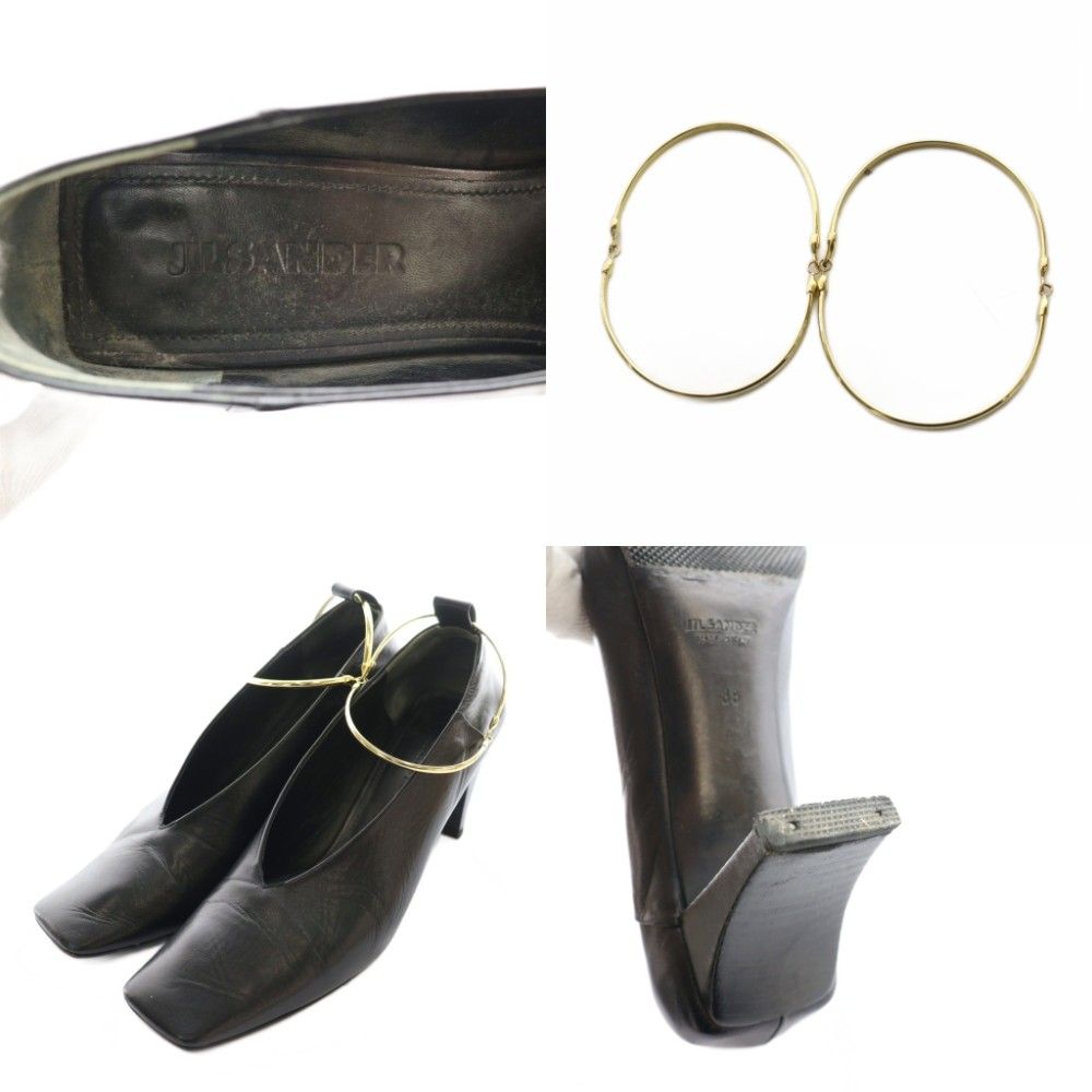 ジルサンダー JIL SANDER アンクルリングパンプス レザー 38 黒