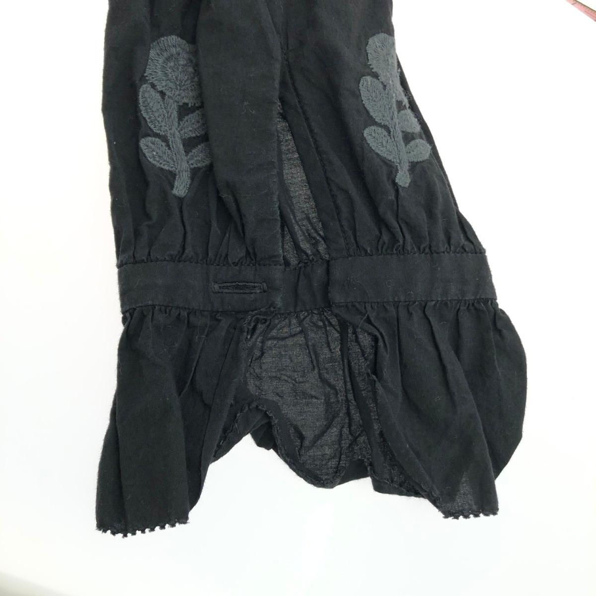 ミナペルホネン　bonheur 花柄　刺繍　フリル　ワンピース ブラック　38 ミナペルホネン bonheur 花柄 刺繍 フリル ワンピース ブラック 38