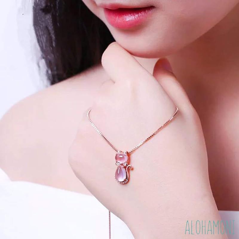 新品】 ALOHAMONI (アロハモニ) ピンクオパール ネックレス ネコ