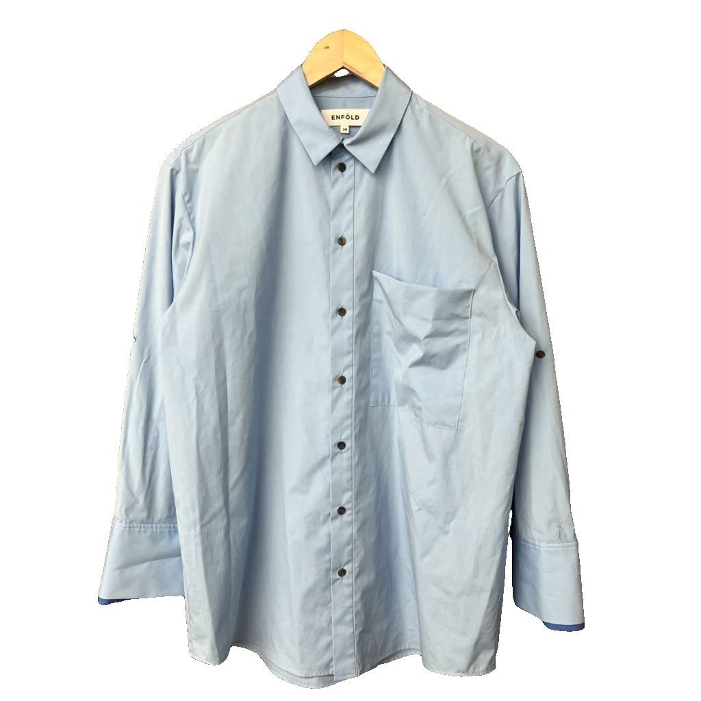 【中古】エンフォルド ENFOLD CUFFS COLOR SHIRT シャツ カジュアルシャツ 38 ブルー 300IA230-2171 レディース エンフォルド ENFOLD CUFFS COLOR SHIRT シャツ カジュアルシャツ 38