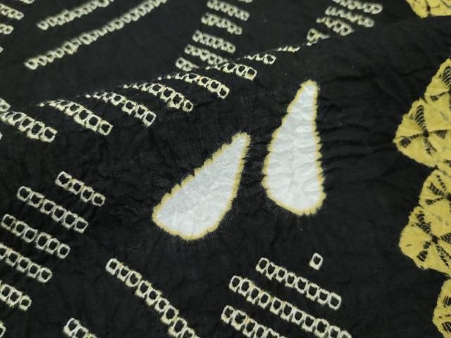  ∴ 上 夏物 浴衣 有松鳴海絞り 流水文 黒地 綿 s 5 浴衣単品 浴衣