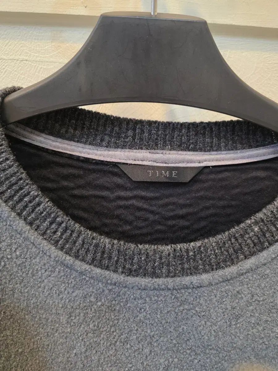 TIME グレー ウール ニット Tシャツ