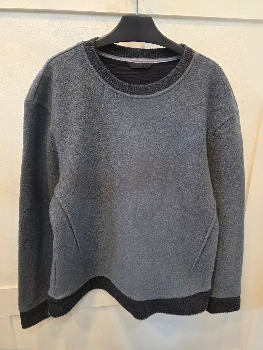 TIME グレー ウール ニット Tシャツ