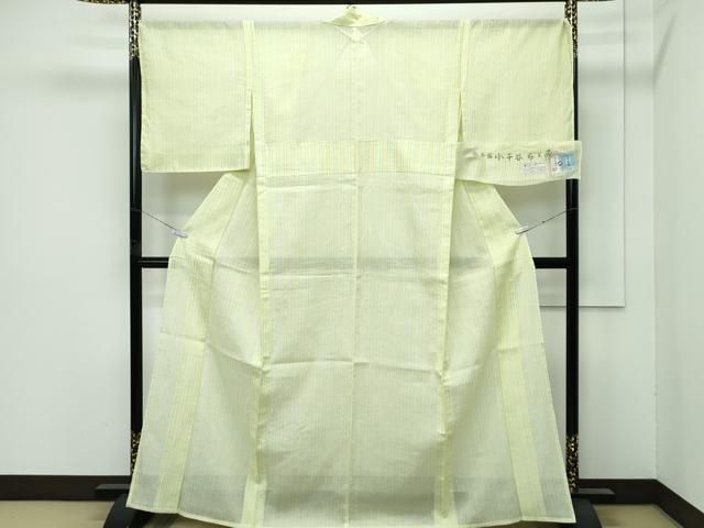 白*藤様 夏着物 本場小千谷ちぢみ 本麻 着付け i-3227 平和屋本店＊極上 夏物 本場小千谷ちぢみ 間道 古新織物謹製 証紙付き