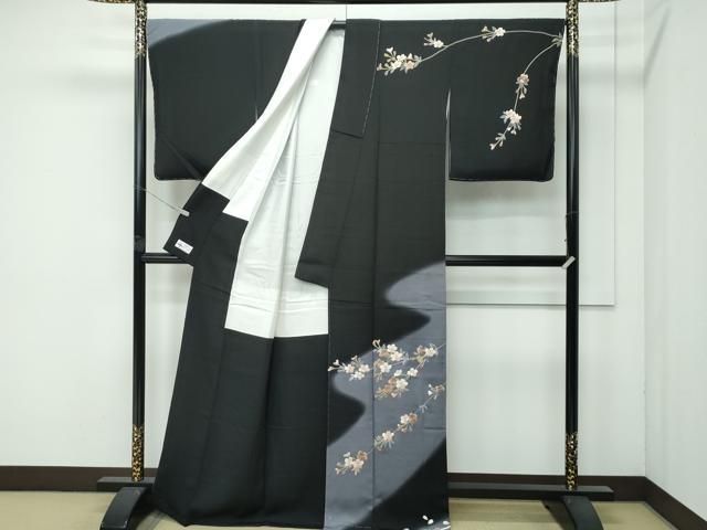 平和屋本店●極上 世界的ファッションデザイナー 山本寛斎 kansaiブランド 訪問着 刺繍 黒地 金彩 やまと誂製 逸品 未使用 CZAA4532s6 平和屋本店○極上 世界的ファッションデザイナー 山本寛斎 kansai