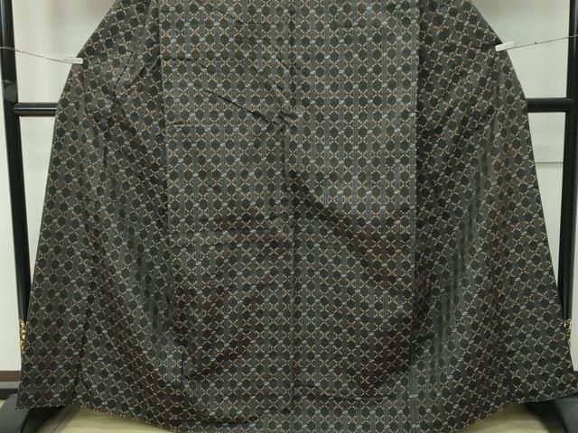 平和屋本店●極上　本場琉球　読谷山花織　紬地　黒緑色地　逸品　CZAA4539s6 平和屋本店○極上 本場琉球 読谷山花織 紬地 黒緑色地 逸品 CZAA4539s6