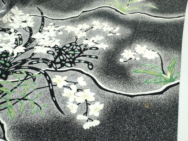 平和屋本店○極上 京都染匠名門 染の川勝謹製 訪問着 草花文 たたき