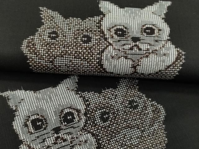 平和屋本店○極上 本場大島紬 泥染め 9マルキ 地空き 総絣 猫と