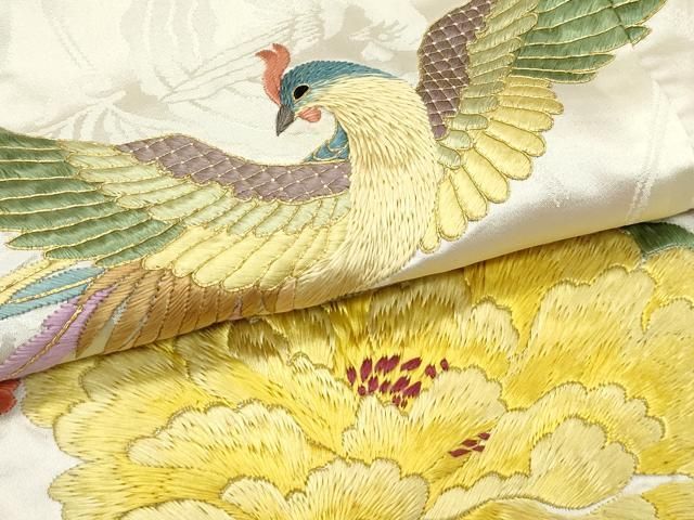 平和屋本店○極上 色打掛 総刺繍 駒刺繍 鳳凰草花吉祥文 金糸 和装
