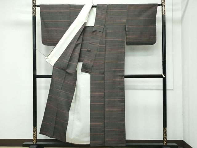 平和屋本店○希少 ざざんざ織 伊兵衛織 単衣 横段文 逸品 CZAA4677s6