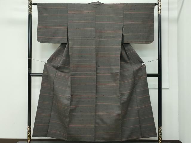 平和屋本店○希少 ざざんざ織 伊兵衛織 単衣 横段文 逸品 CZAA4677s6