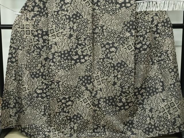 平和屋本店▽極上 石川県指定無形文化財 牛首紬 白山工房 手織り 単衣