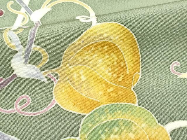 平和屋本店○極上 本加賀友禅作家 押田正義 訪問着 山帰来落 鶸茶色地