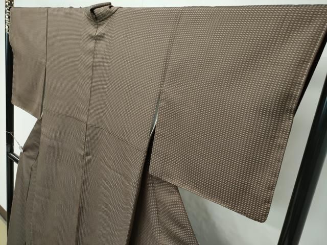 平和屋本店●希少　西陣　木野織物　菱屋善兵衛謹製　お召　格子柄　反端付き　逸品　未使用　CZAA4742s6 平和屋本店○希少 西陣 木野織物 菱屋善兵衛謹製 お召 格子柄 反端付き