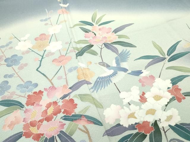 平和屋本店●極上　十日町　加賀草木友禅の第一人者　田村哲彦　訪問着　花鳥文　暈し染め　逸品　CZAA4753s6 平和屋本店○極上 十日町 加賀草木友禅の第一人者 田村哲彦 訪問着