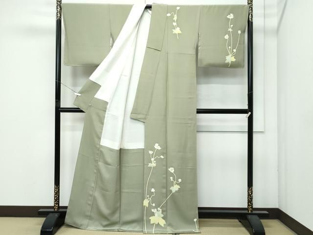 平和屋本店●極上　本加賀友禅作家　由水煌人　訪問着　草花文　油色地　さが美扱い　逸品　未使用　CZAA4777s6 平和屋本店○極上 本加賀友禅作家 由水煌人 訪問着 草花文 油色地