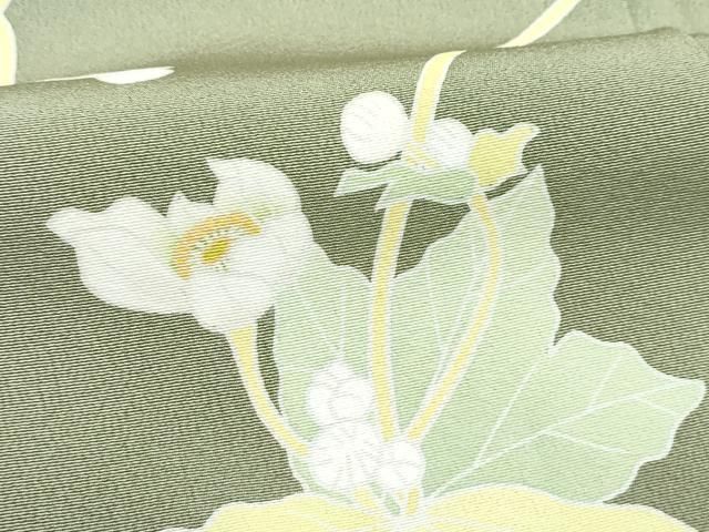 平和屋本店●極上　本加賀友禅作家　由水煌人　訪問着　草花文　油色地　さが美扱い　逸品　未使用　CZAA4777s6 平和屋本店○極上 本加賀友禅作家 由水煌人 訪問着 草花文 油色地