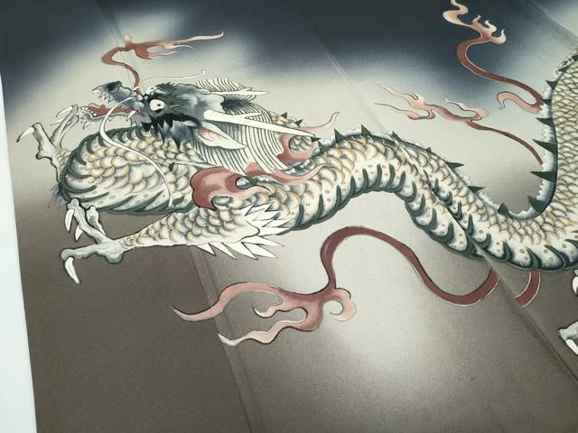 平和屋本店○極上 染色作家 草野一騎 色留袖 手描き 龍 暈し染め 蝋色