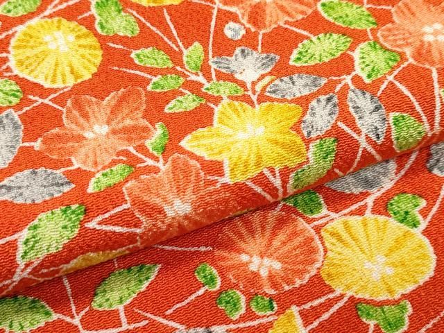  ∵ 上 創業460年 千總 女の子 十三参り 子供 祝着 草花文 鬼しぼ縮緬 赤茶色地 s 6 着物 着物ドレス 着物 浴衣 和小物