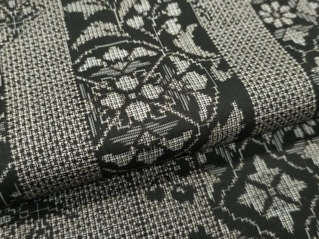 平和屋本店○極上 本場大島紬 割込絣 草花間道 入来玄彩 カネトク織物