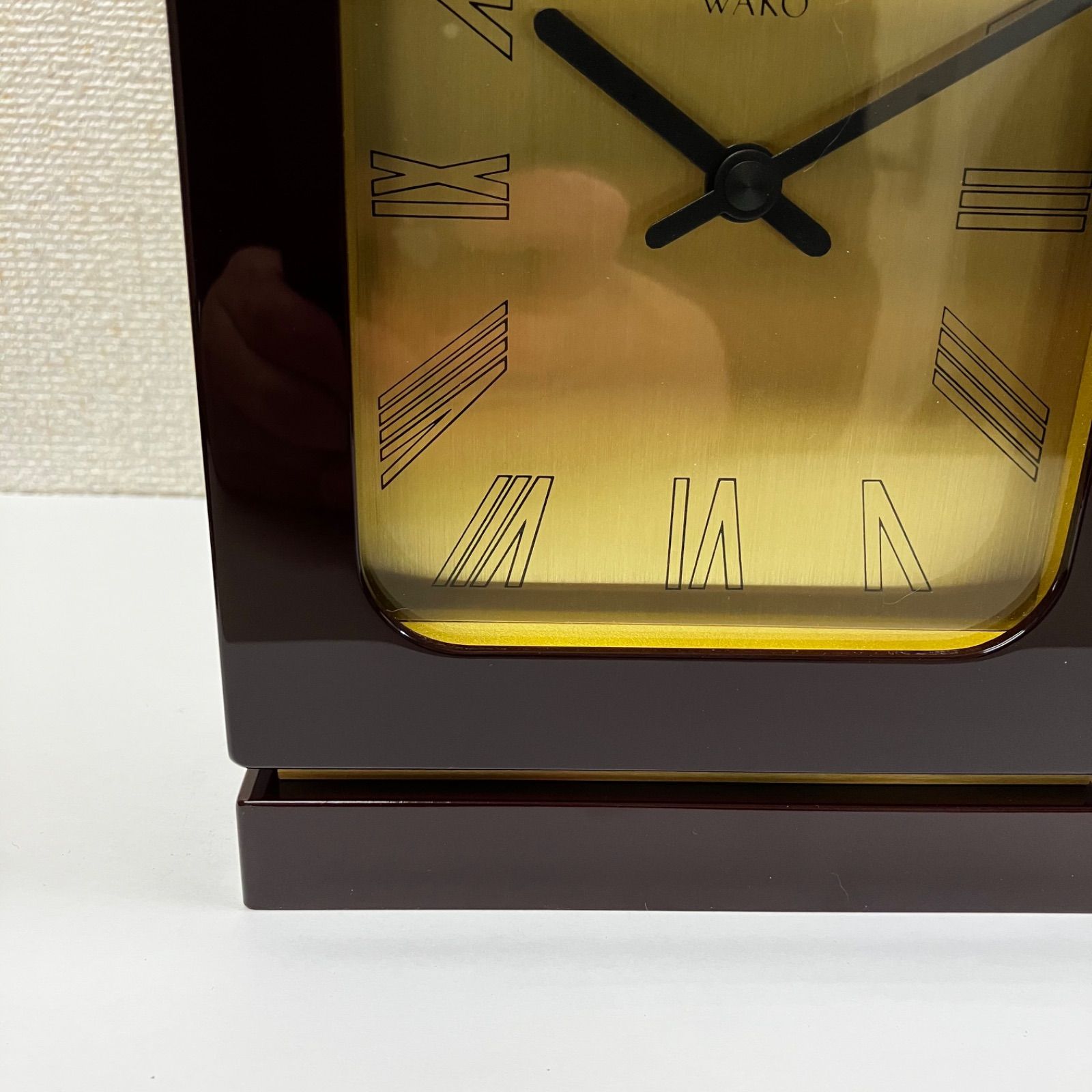 WAKO ゴールド仕上げ 置時計 未使用】WAKO 和光 置時計 ウッド×ゴールド シャンパンゴールド文字盤
