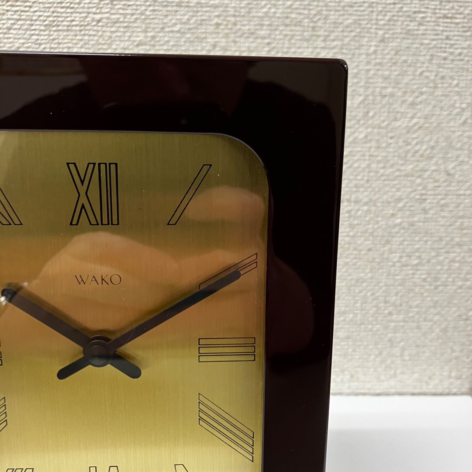 未使用】WAKO 和光 置時計 ウッド×ゴールド シャンパンゴールド文字盤