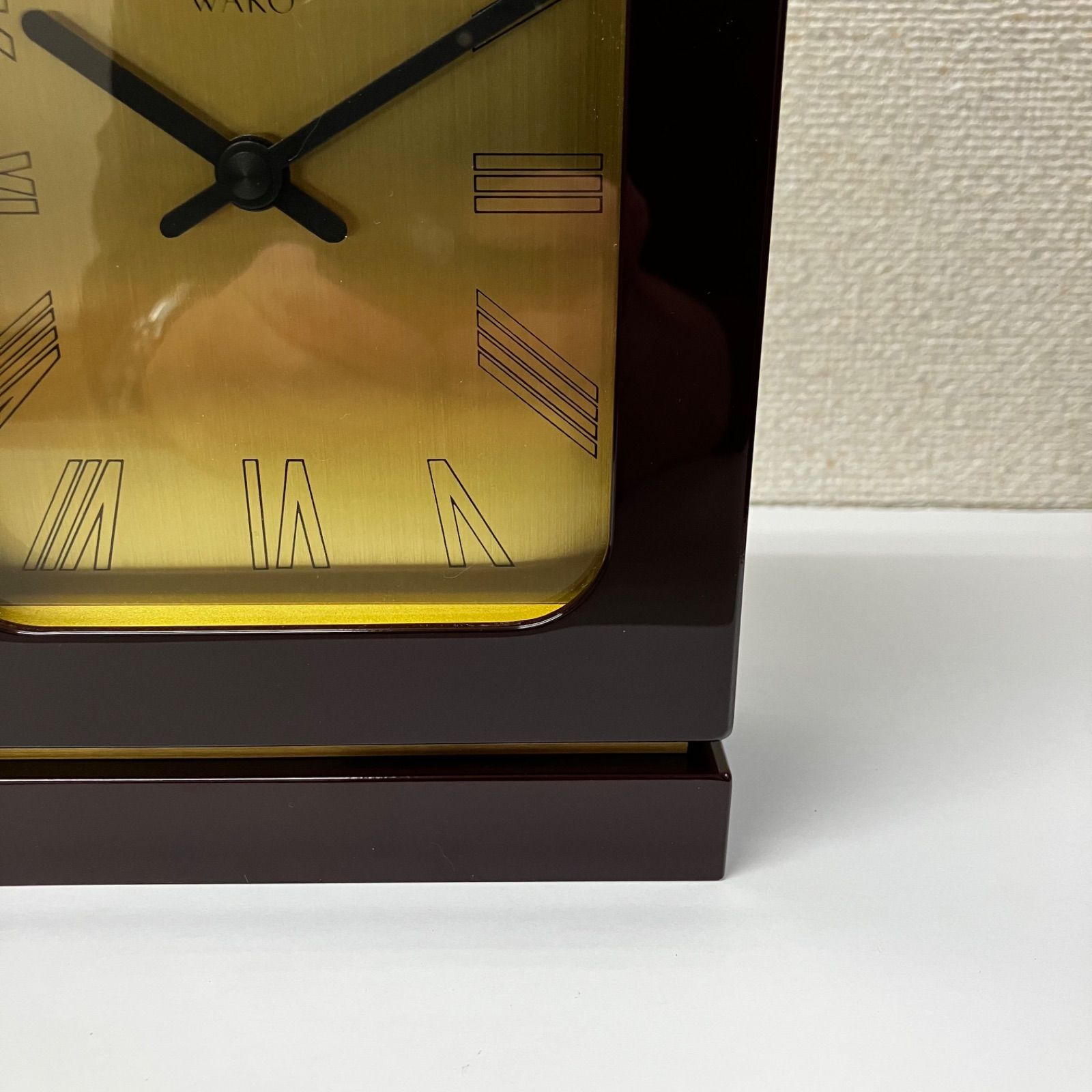 未使用】WAKO 和光 置時計 ウッド×ゴールド シャンパンゴールド文字盤