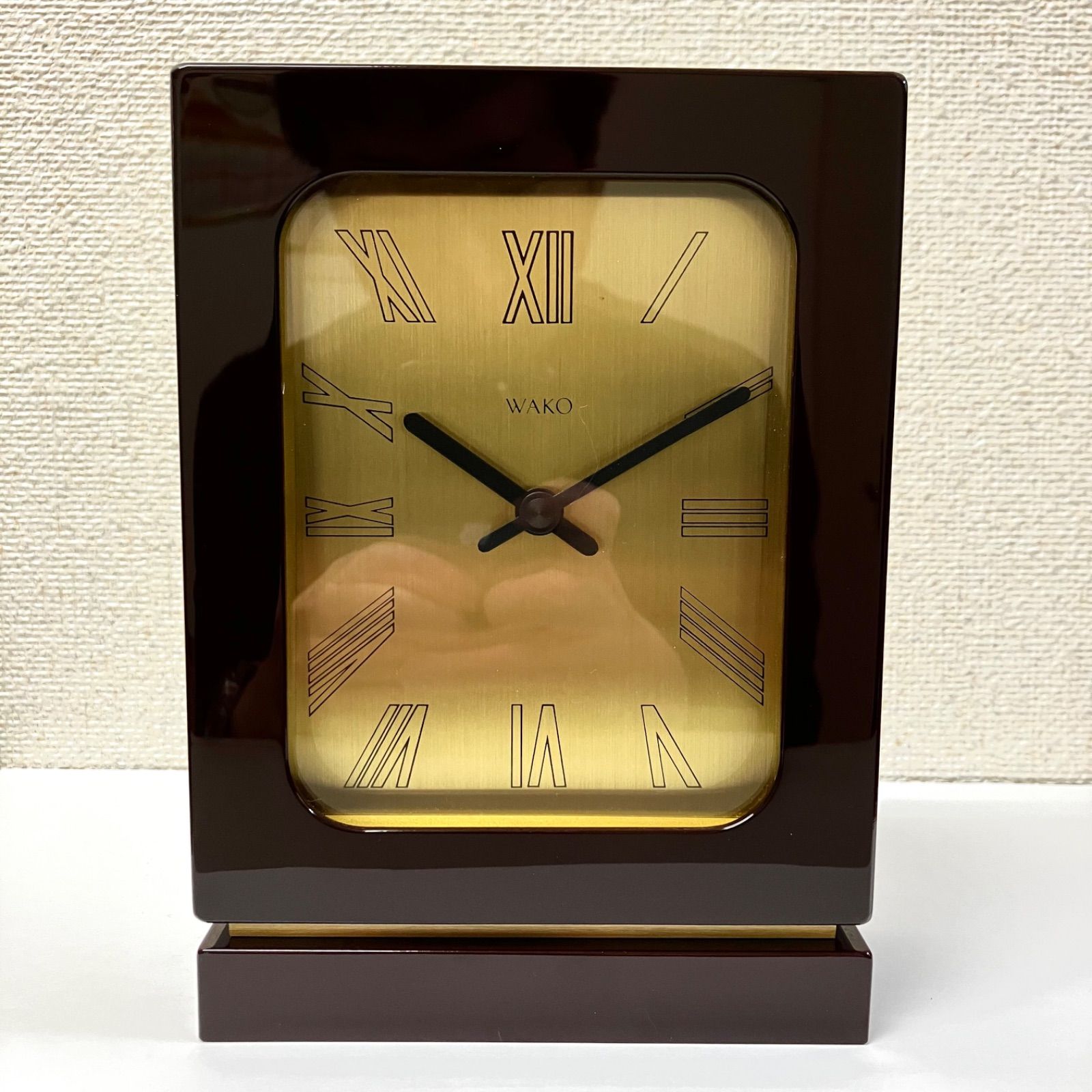 未使用】WAKO 和光 置時計 ウッド×ゴールド シャンパンゴールド文字盤