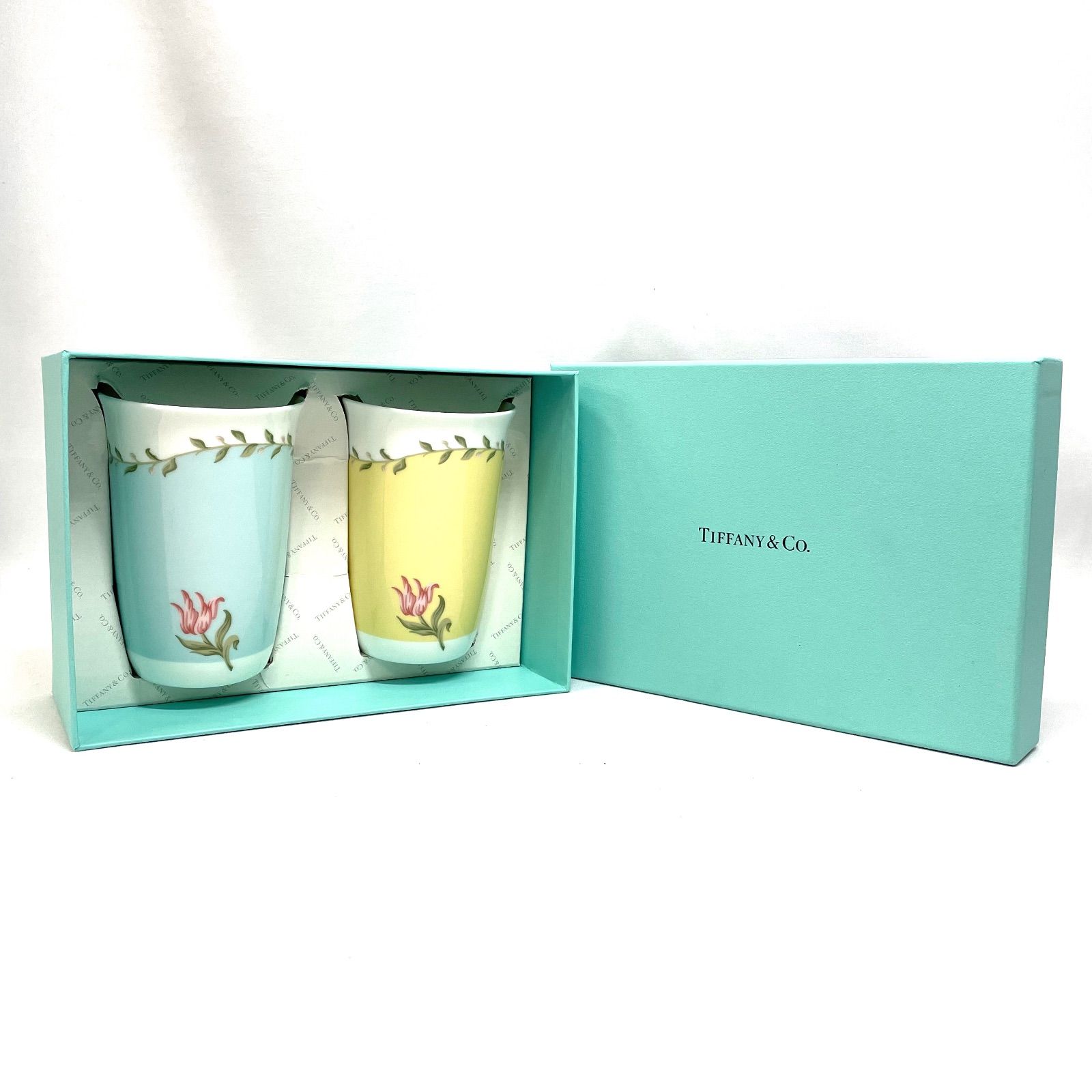 Tiffany ティファニー カップ ピンクチューリップ ティファニーブルー 2点セット 55633