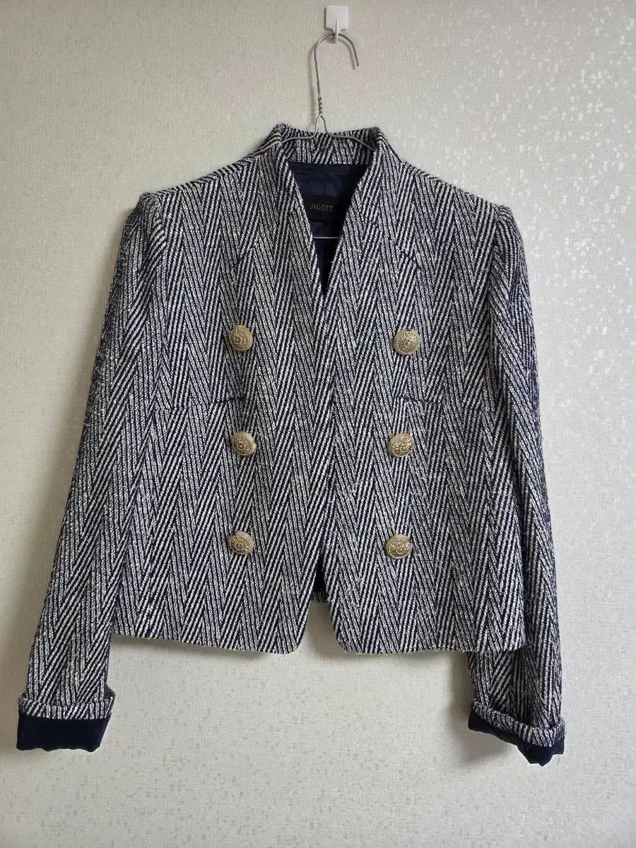 JIGOTT ヘリンボーン ゴールド ボタン ジャケット