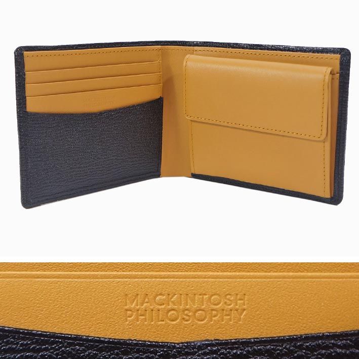 マッキントッシュフィロソフィー 牛革 二つ折り財布 ロイヤル メンズ ブラック 黒 定価20 900円 レザー プレゼント ギフト 無料ラッピング
