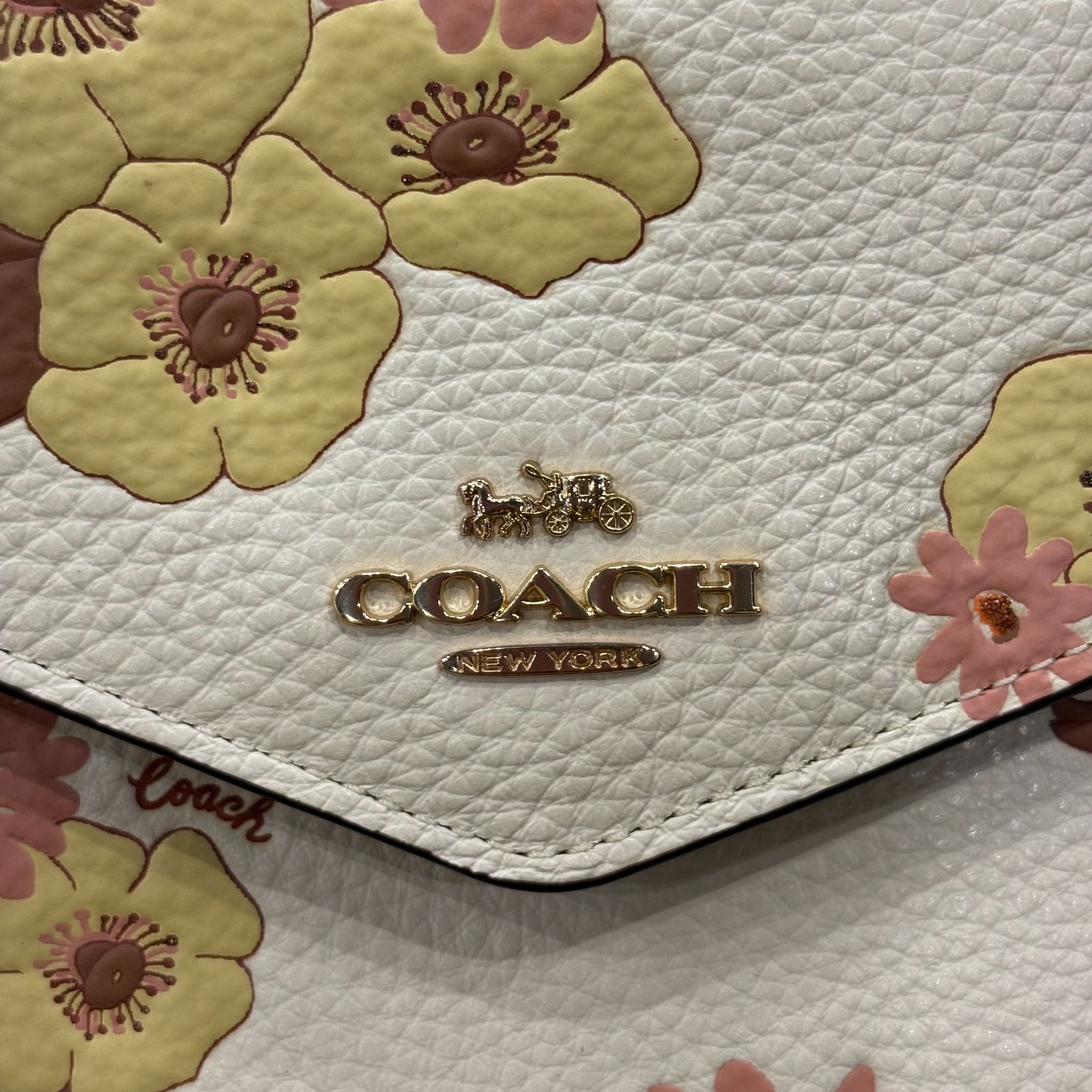  コーチ 花柄 チェーンウォレット 長財布 小物